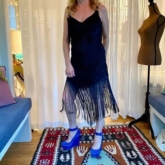 Vintage 60s Fringe Swing Go-Go Dress - Picture 2 of 12